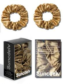 2条装 100% 天然真丝纯色发圈 高品质发绳 女士大号发圈 发饰 宽度 3.5厘米 (22姆米) 发绳 马尾辫头饰 - 彩色 - 查看 39