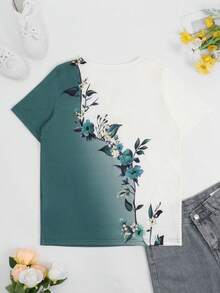 Áo len nữ cỡ lớn in hoa, cổ chữ V, kiểu dáng thường ngày, có cúc giả, thích hợp cho kỳ nghỉ hè. - Nhiều màu - Xem 3