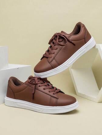 Zapatillas de lona cómodas y casuales de color marrón, zapatos de moda para ir al trabajo, eventos al aire libre y uso diario en el campus/estudiante