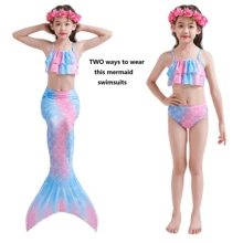 Girls Mermaid Costume Princess Dress Up Mermaid Gift For Girls 3-12 Year Old - 淺粉色 - 查看 2