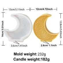 手工雕刻图案月亮蜡烛硅胶模具 DIY 五角星图案模具树脂石膏混凝土模具易脱模设计 - 白色 - 查看 5