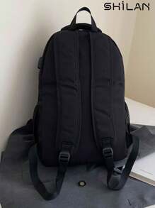 SHILAN 真皮旅行包，带鞋仓，防水过夜包，男士PU皮手提包，撞色印花经典设计夏季包，春假度假包，黑色包，礼品袋，背包，徒步包，周末包，单肩包，手提包，购物袋，复古包，学习用品旅行包，防水背包，行李包，健身包，沙滩周末包，旅行度假包，情人节礼物，旅行包 - 黑色 - 查看 4