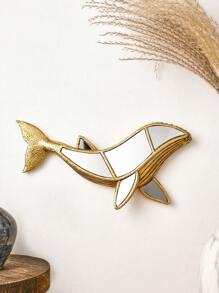 1pc Resin Material Mirrored Whale Wall Decor, Creative Mirrored Whale Home Decor Craft Statue, Special Mirror Surface Design, Suitable For Home Wall Decoration And Photography Props Gifts Birthday Graduation