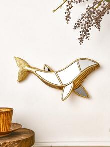 1pc Resin Material Mirrored Whale Wall Decor, Creative Mirrored Whale Home Decor Craft Statue, Special Mirror Surface Design, Suitable For Home Wall Decoration And Photography Props Gifts Birthday Graduation