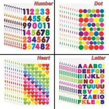 10-50 Sheets Colorful Diary Self-Adhesive Graffiti Stickers Scrapbook Albums Graffiti Stickers Student Notebook Decoration Heart Number Letter Dot Sticker ﻿