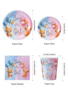 Set di piatti, tovaglioli e bicchieri usa e getta a tema orsetto di peluche, adatto per 25 invitati, articoli usa e getta per feste di compleanno, baby gender reveal festa, picnic in famiglia