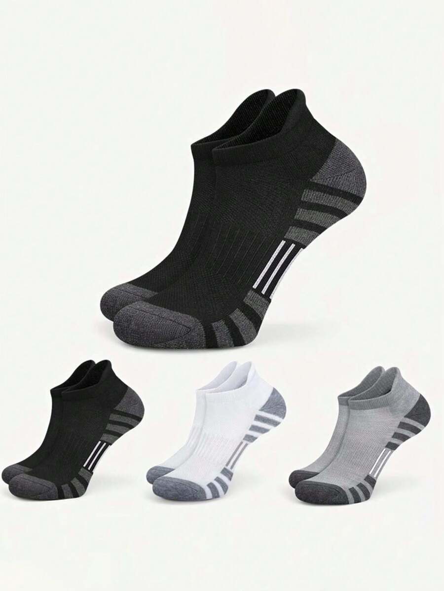 3 Pairs Men's Short Basketball Socks, Moisture Wicking, Black/White/Gray Sports Socks With Non-Slip Mesh, Suitable For Daily Use - Multicolor - View 1