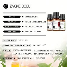 EVOKE OCCU EVOKE OCCU 10 ml / 0,33 Fl.Oz. reine ätherische Öle, Lavendel Jasmin Rose Vanille Pfefferminz Neroli Orange Limette ätherische Öle zum Diffuser, Luftbefeuchter, Massage, Haut, Haare, Kerzen, Seifenherstellung, DIY Parfüm