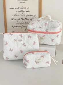 Ladies Cosmetic Bag, Zipper Closure, Quilted Fabric, Minimalist Style, Sweet Satin Bow Design, Toiletry Bag, Storage Bag, Suitable For Home, Travel And Daily Use Bags, Makeup Bag, Vanity, Make Up Bag, Travel Essentials, Organizer, Storage, Makeup Organizer, Makeup Bags, Toiletry Bag, Desk Organiser, Cosmetic Bag, Makeup Pouch, Make Up Organizer, Vanity Accessories, Make Up Pouch, Make Up Bag, Vanity, Make Up Pouch, Travel Essentials, Pouch Bag, Vanity Accessories, Small Makeup Bag, Cosmetic Bag, Large Capacity, Large Makeup Bag,Christmas Gifts,Pouch,Travel,Gifts For Women,Women's Necessaire,Travel Essential,Pouch,Clutch / Small Handbag,Necessaire,Makeup Organizer,Makeup Organize,Pouch,Brush Holder,Mini Pouch,Large Capacity Pouch
