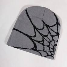 1pc Men's Spider Web Knitted Hat, European & American Y2K Design, Suitable For Halloween, Acrylic Warm Cap For Daily Wear, Autumn/Winter Beanie Fall Outfit - Spider Web Pattern - View 26