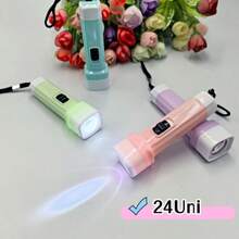 Kit 24 Mini Tactical Led Flashlight USB Portable Rechargeable Zoom Strong Light High Power - 彩色 - 查看 1