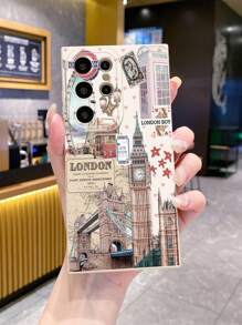 1pc London Ferris Wheel Pattern Shockproof Phone Case Compatible With Apple, /Galaxy, Infinix, Redmi, OPPO, VIVO, Realme Waterproof Anti-Fall Scratch Resistant - Beige - View 4