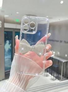 1 Stück TPU Handyhülle mit Strass Schleife für 7/8/SE2/7 Plus/8 Plus/ X/XS/XR/XS Max/11/11 Pro/11 Pro Max/12/12 Pro/12 Pro Max/ 13/ 13 Pro/13 Pro Max/ 14/ 14 Pro/ 16 Plus/14 Pro Max/ 15/ 15 Pro/ 15 Plus/15 Pro Max, Schützendes Handycover