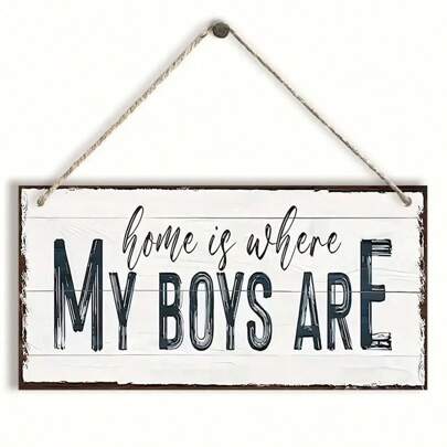 1pc Charming "Home Is Where My Son Is" Wooden Hanging Plaque, Home Wall Art Sign, Wooden Sign, Door Decor, Wall, Home, Room, Farmhouse Decor, Housewarming Gift, Easy Wall Mounting Birthday Gifts Graduation