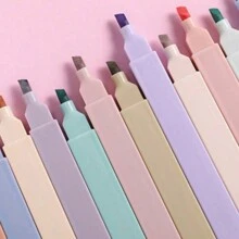 6pcs/Set Soft Tip Fluorescent Pens, Waterproof, Quick Drying, Suitable For Diary, Scrapbooking, School Supplies, DIY Decoration, Journaling, Note Taking, Office, Writing & Highlighting, Back To School, Random Colors