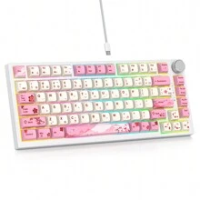 SURMEN Mechanical Keyboard 75 Percent, American QWERTY Hot Swappable Keyboard TKL,82 Keys Gasket Wired RGB Backlit Keyboard NKRO - Yinghua - View 1