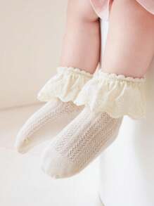 1 双儿童公主风格荷叶边中筒袜，甜美女孩袜子，适合春季、夏季和所有季节 - 彩色 - 查看 19