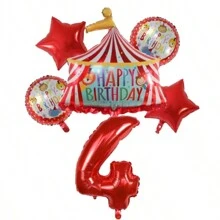 Circus Theme Foil Red Number Circus Stage Balloons Decoration, Birthday Party, Anniversary, Festival Supplies, Scene Layout