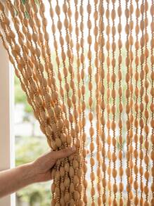 1pc Hanging Yarn Pom Pom Ball Curtain, White, Champagne, Yellow Decorative Door Curtain