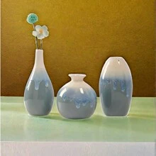 LIXUN 1 Set de 3 Jarrones Cerámicos, Jarrones Pequeños para Decoración, Decoración Minimalista Moderna Bohemia, Decoración Moderna de Sala de Estar Rústica, Mesa, Estantería, Chimenea, Entrada (Patrón de Pintura de Tinta) - Multicolor - Ver 3