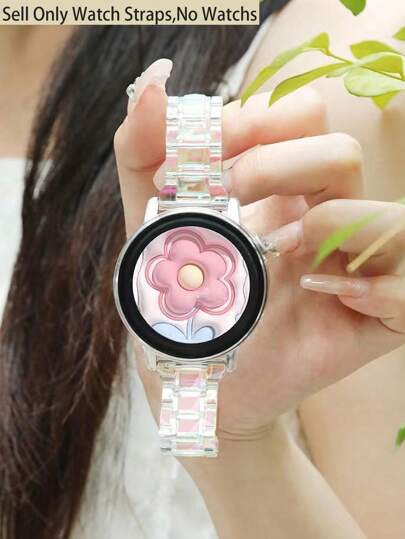 1 pieza Correa de 20mm para Galaxy Samsung cómoda e impermeable, compatible con Samsung Galaxy Watch 4/5/6/7 de 40mm y 44mm, correa Galaxy Samsung unisex, elegante y ligera de resina con hebilla de metal color oro rosa, correa transparente arcoíris, correa de cristal de liberación rápida, compatible con correa Galaxy Samsung 5/4 de 40mm y 44mm/Pro de 45mm, Galaxy Active 2 de 40mm/Active de 40mm
