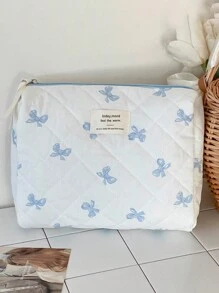 Ladies Cosmetic Bag, Zipper Closure, Quilted Fabric, Minimalist Style, Sweet Satin Bow Design, Toiletry Bag, Storage Bag, Suitable For Home, Travel And Daily Use Bags, Makeup Bag, Vanity, Make Up Bag, Travel Essentials, Organizer, Storage, Makeup Organizer, Makeup Bags, Toiletry Bag, Desk Organiser, Cosmetic Bag, Makeup Pouch, Make Up Organizer, Vanity Accessories, Make Up Pouch, Make Up Bag, Vanity, Make Up Pouch, Travel Essentials, Pouch Bag, Vanity Accessories, Small Makeup Bag, Cosmetic Bag, Large Capacity, Large Makeup Bag,Christmas Gifts,Pouch,Travel,Gifts For Women,Women's Necessaire,Travel Essential,Pouch,Clutch / Small Handbag,Necessaire,Makeup Organizer,Makeup Organize,Pouch,Brush Holder,Mini Pouch,Large Capacity Pouch
