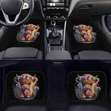 4 pièces Tapis de sol de voiture universels imprimés, tapis de sol antidérapants pour les sièges avant et arrière, tapis de protection de sol de voiture anti-salissure et anti-poussière pour une protection toute saison - faciles à installer et à nettoyer