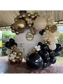 73 Peças Kit de Guirlanda de Balões de Látex Preto Dourado Branco e Areia para Decoração de Bottom de Festa de Aniversário, Casamento, Natal