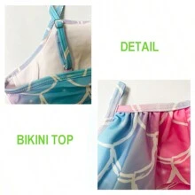 Girls Mermaid Costume Princess Dress Up Mermaid Gift For Girls 3-12 Year Old - 淺粉色 - 查看 4