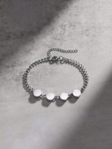 1 Piece - Custom Engraved Stainless Steel Bracelet Is Dazzling And Paired With An Exquisite Round Pendant.