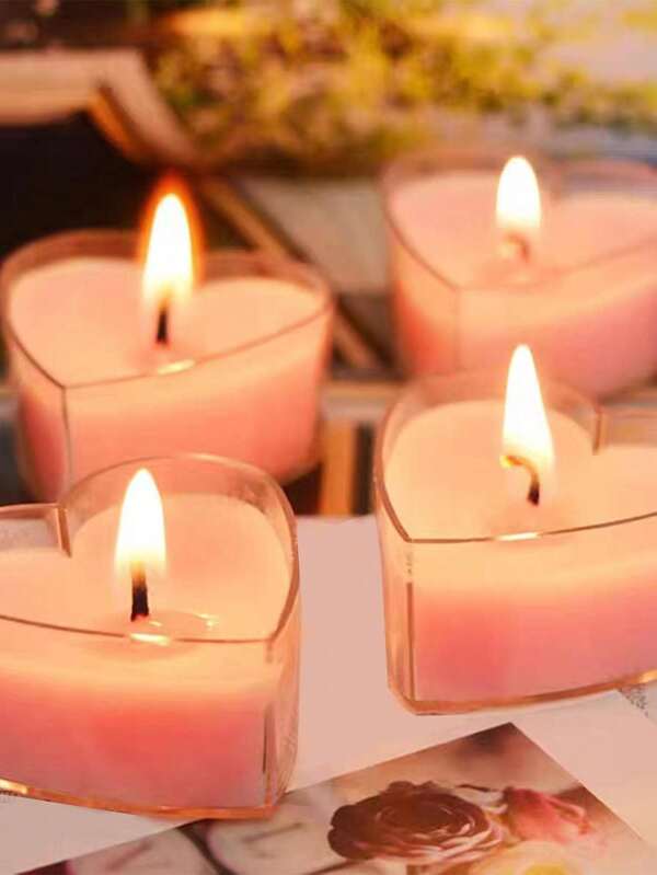 2PCS Heart Shaped Aromatherapy Candles, Love Smokeless Candles Confession Romantic Birthday Candles Proposal Wedding Scene Decoration Red Heart Shaped Candles Valentine's Day, Room Decoration, Gifts