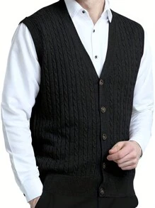 Gilet in stile coreano lavorato a maglia per uomo, cardigan smanicato, adatto per primavera, autunno e inverno