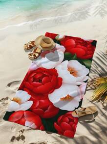 1 条玫瑰花朵图案超强吸水超细纤维游泳、沙滩、浴巾，适合旅行、休闲夏季、假日 - 彩色 - 查看 5