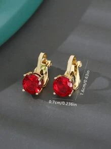 1 cặp bông tai kẹp khảm đồng thời trang, thiết kế đơn giản, phù hợp với phụ nữ, tuyệt vời làm quà tặng sinh nhật/tiệc tùng - Vàng - Xem 8