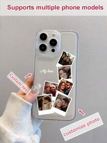 1 pièce Coque de téléphone transparente en TPU blanc personnalisable avec texte/image, antichoc, compatible avec les téléphones Apple/Android - 15 Pro Max, A14, A54, A52, A31 4G, A23, Redmi Note 8 Pro, Note 11 Pro 4G, Note 12 4G, OPPO A54