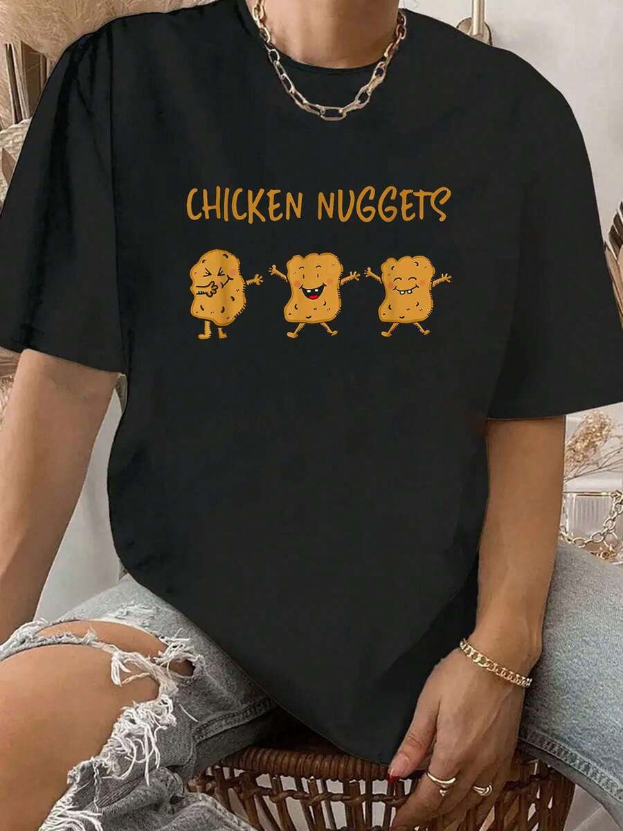 100% Cotton Beautiful Dabbing Chicken Nugget, Nug Life For Nug Lover T-Shirt.Jpg - màu đen - Xem 1