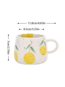 1 pieza Taza de café de cerámica rústica pintada a mano en naranja, apta para el hogar, la oficina, regalo de vacaciones y regreso a la escuela - patrón naranja - Ver 3