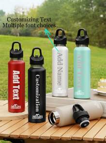 Yocity 1Pc Customized Sports Mug, Outdoor Sports Car Bottle, Customized Stainless Steel Keep Cold Insulated Mug, Portable Threadless Single Finger Open Lid Insulated Mug, Double Layer Vacuum Stainless Steel Large Capacity Kettle, Personalized Gift, Customized Gift, Birthday Gift, Holiday Gift