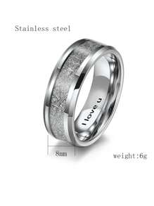 Personalized Custom Name Ring,Personalized Custom Name Fashion Silk Pattern Ring,Custom Engraving Name Text On The Inside Stainless Steel Men's Temperament Stainless Steel Custom Ring Silvery Black Metal Finger Ring,Valentine's Day Gift,Father's Day Gift Birthday Gift,Christmas Gifts - Silver - View 4
