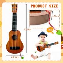 1PC Kids Toy Classical Ukulele Guitar Musical Instrument, ABS Plastic Material, BrownTeach Little Kids Basic Rhythm, Strumming And Other Musical Skills. Encourage Kids To Develop Auditory And Creative Skills, Made Of Abs Plastic Material.