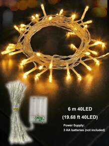 10/20/40/80 Warm Color LED String Lights, Steady & Flashing Firefly Lights, Romantic Decor Lights For Valentine's Day, Battery Powered (Batteries Not Included), Suitable For Indoor/Outdoor, Music Festivals, Weddings, Yards, Living Rooms, Bedrooms