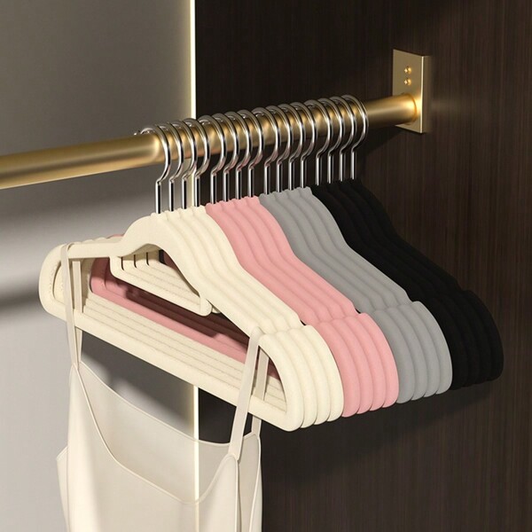 10 PIEZAS Perchas de terciopelo, perchas con fieltro antideslizante, perchas ahorradoras de espacio, perchas resistentes para abrigos, perchas flocadas delgadas, primavera, minimalista, blusas de verano