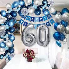 60th Birthday Decorations Men, Navy Blue Silver 60th Birthday Balloons Party Decorations With Happy 60th Birthday Banner,Confetti Number 60 Foil Balloons ​For Men Women 60th Birthday Party Decorations - Multicolor - View 5