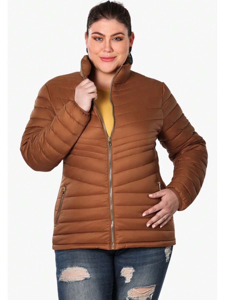 Jacket Women's Plush Jacket Intermo Plus Sizes Fashion - Camel - View 1