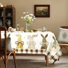 1/20pcs Easter Spring Theme Tablecloth, Rabbit Pattern Tablecloth, Rectangular Polyester Tablecloth, Easter Tablecloth Decor, Home Decor, Indoor Outdoor Holiday Party Decor, Easter Decoration, Easter Gift - Multicolor - View 14