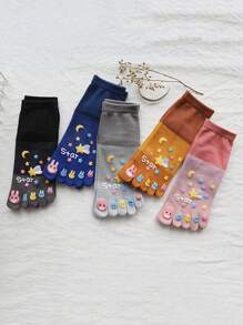1 Par de Calcetines de división de puntera estilo lindo para parejas, calcetines tipo zuecos, calcetines personalizados, calcetines con estrellas y lunas, 5 colores, calcetines de longitud media, calcetines suaves para mujer, calcetines de tela para mujer, calcetines lindos, calcetines para niñas, calcetines holgados, calcetines de moda