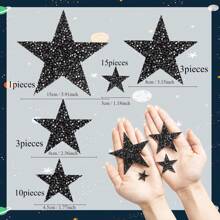 32pcs 5 Sizes Star Shape Rhinestones Patch, Iron-On Star Decorative Stickers For Clothes, Bags, Shoes, Phones, DIY Accessories (Silver Star)