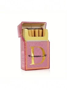 Customized Name Shiny Pink Crystal Cigarette Case, Waterproof, Holds 20 Cigarettes, Gold Lettering, Fits In Pocket Or Handbag, Perfect Gift For Him/Her - Multicolor - View 12