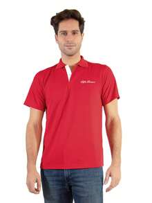 Alfa Romeo Men's Polo With Details On The Back And Front - Red - View 3