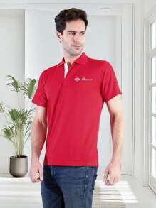 Alfa Romeo Men's Polo With Details On The Back And Front - Red - View 1